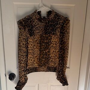 India Boutique Animal Print Sheer Blouse